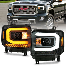 Cargar imagen en el visor de la galería, ANZO GMC SIERRA 1500 14-15 2500H/15-19 Projector Headlight Plank Style Black w/ Switchback (Halogen)