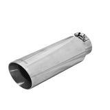 Exhaust Tip - 4.00 in. Angle Cut Polished SS Fits 3.00 in. Tubing - Clamp on