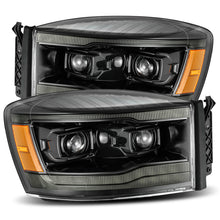 Cargar imagen en el visor de la galería, AlphaRex 06-08 Dodge Ram 1500HD LUXX LED Projector Headlights Plank Style Alpha Blk w/Seq Signal/DRL
