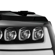Cargar imagen en el visor de la galería, AlphaRex 07-13 Chevy Avalanche NOVA LED Proj Headlights Plank Style Gloss Black w/Activ Light/DRL