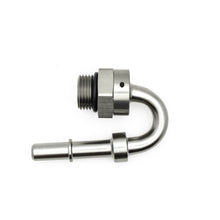 Cargar imagen en el visor de la galería, DeatschWerks 8AN ORB Male to 3/8in Male EFI Quick Connect Adapter 180-Degree - Anodized Matte Black