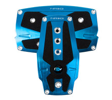 Cargar imagen en el visor de la galería, NRG Brushed Aluminum Sport Pedal A/T - Blue w/Black Rubber Inserts