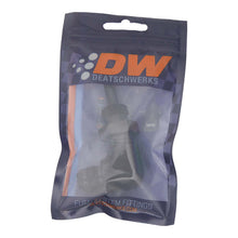 Cargar imagen en el visor de la galería, DeatschWerks 8AN Male Flare to 5/16in Male Barb Bulkhead Adapter 90-Degree - Anodized Matte Black