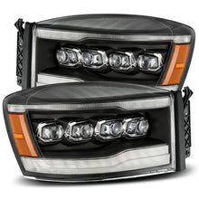Cargar imagen en el visor de la galería, AlphaRex 06-08 Dodge Ram 1500HD NOVA LED ProjHeadlights Plank Style Blk w/Seq Signal/DRL/Amber LED