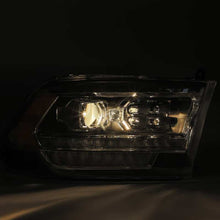 Cargar imagen en el visor de la galería, AlphaRex 09-18 Dodge Ram 2500HD LUXX LED Proj Headlights Plank Style Black w/Seq Signal/Smoked DRL