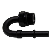 Cargar imagen en el visor de la galería, DeatschWerks 8AN ORB Male to 3/8in Male EFI Quick Connect Adapter 180-Degree - Anodized Matte Black
