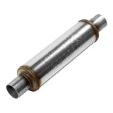 Flow FX Muffler - 2.25 In/Out - Round Body - Moderate Sound - Stainless Steel