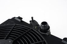Cargar imagen en el visor de la galería, CSF Universal Half Radiator w/-16AN &amp; Slip-On Fittings/12in SPAL Fan &amp; Shroud - Black Finish