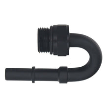 Cargar imagen en el visor de la galería, DeatschWerks 8AN ORB Male to 3/8in Male EFI Quick Connect Adapter 180-Degree - Anodized Matte Black