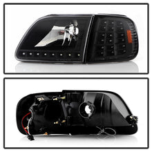 Cargar imagen en el visor de la galería, xTune Ford F150 97-03 Crystal Headlights w/ Clear LED Corners Black HD-ON-FF15097-LED-SET-BK