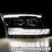 Cargar imagen en el visor de la galería, AlphaRex 09-18 Ram 1500HD LUXX Proj Headlight Plnk Style Jet Blk w/Activ Light/Seq Signal/Smoked DRL